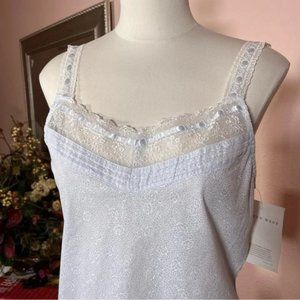 NEW Eileen West Pale Blue White Lace Camisole Pajama Pants Set Ruffle honeymoon